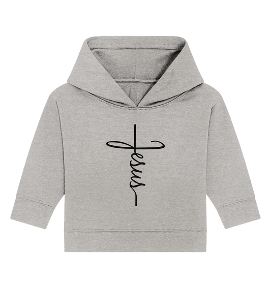 Kreuz mit Jesus Schrift – Ein kraftvolles Glaubensstatement - Baby Organic Hoodie