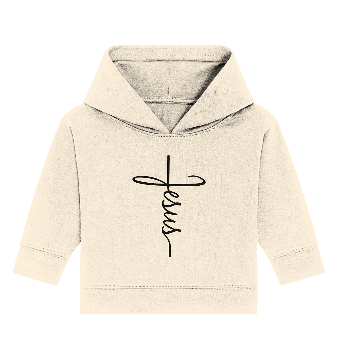 Kreuz mit Jesus Schrift – Ein kraftvolles Glaubensstatement - Baby Organic Hoodie