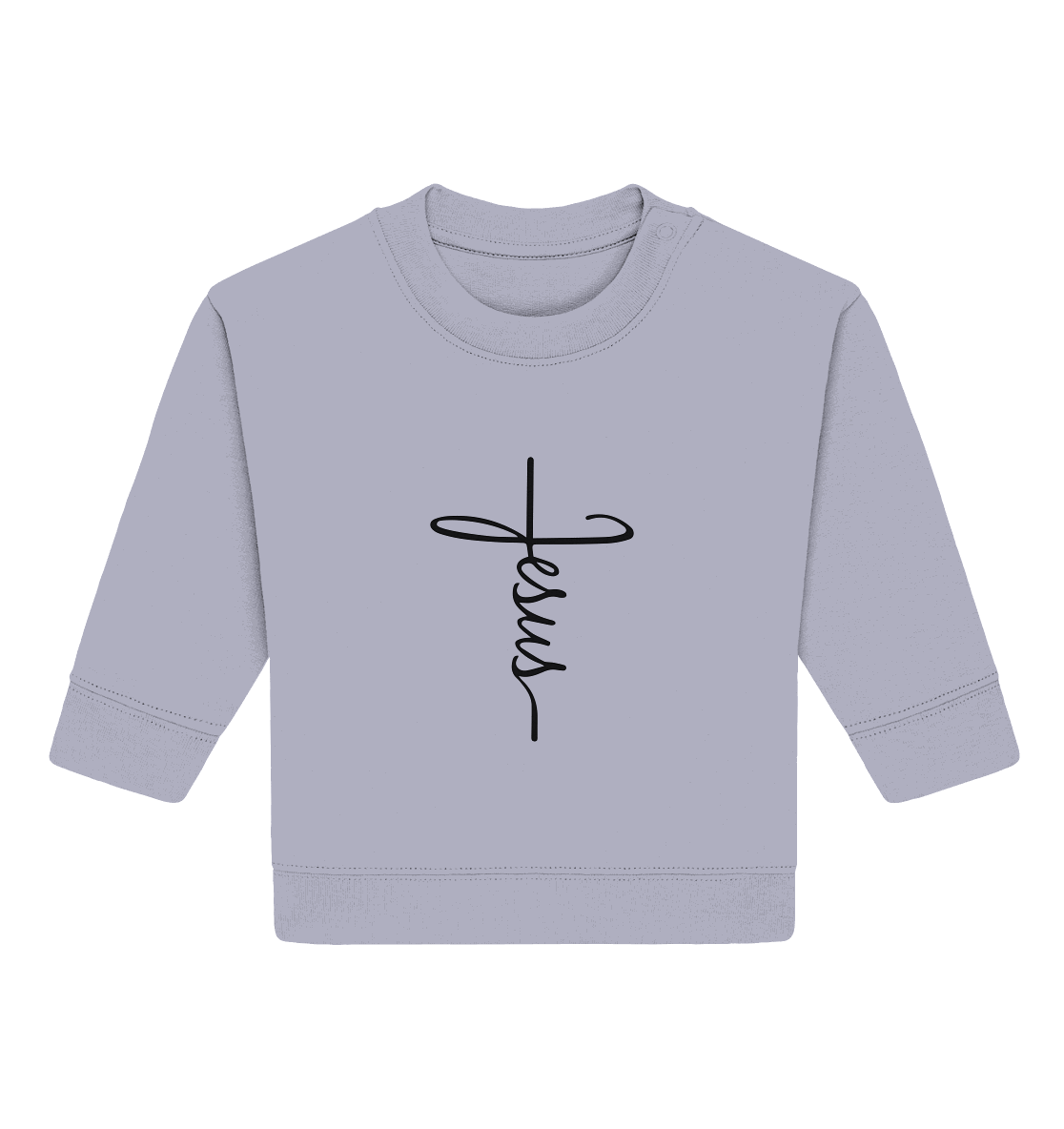 Kreuz mit Jesus Schrift – Ein kraftvolles Glaubensstatement - Baby Organic Sweatshirt