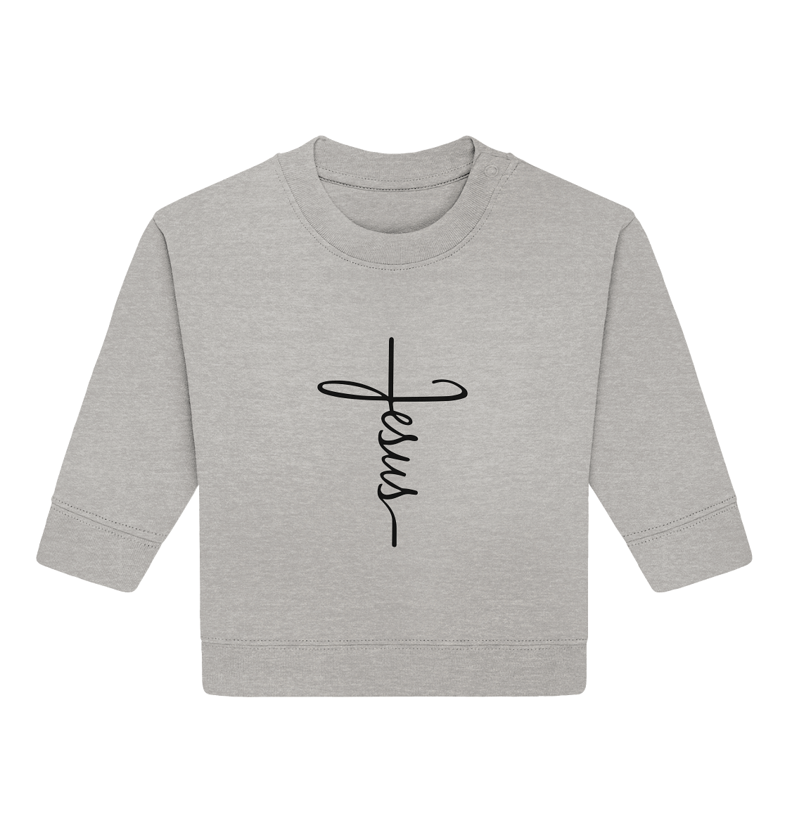 Kreuz mit Jesus Schrift – Ein kraftvolles Glaubensstatement - Baby Organic Sweatshirt