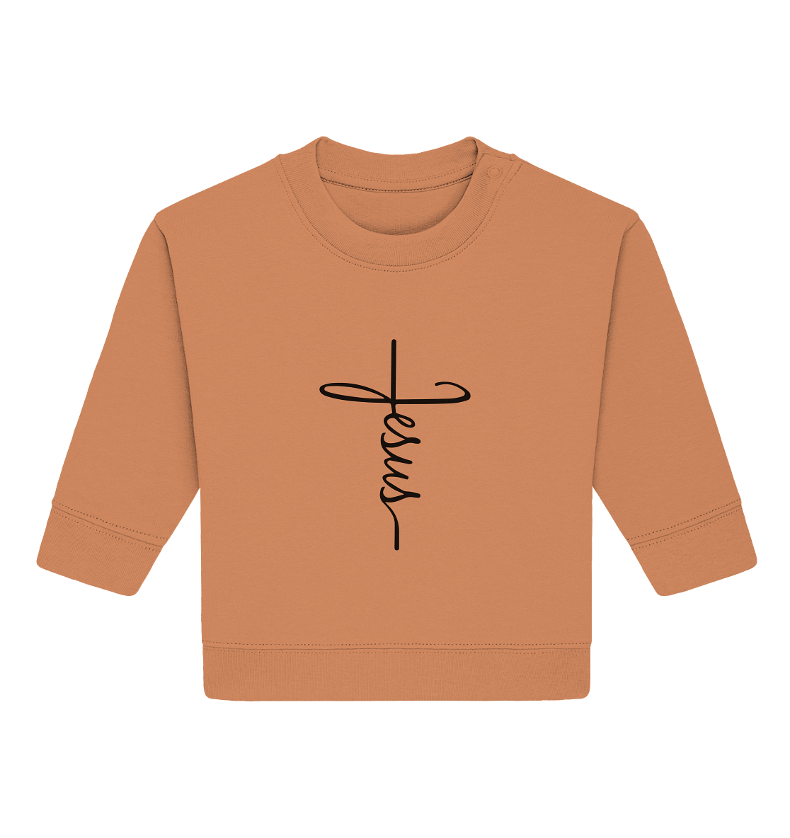 Kreuz mit Jesus Schrift – Ein kraftvolles Glaubensstatement - Baby Organic Sweatshirt