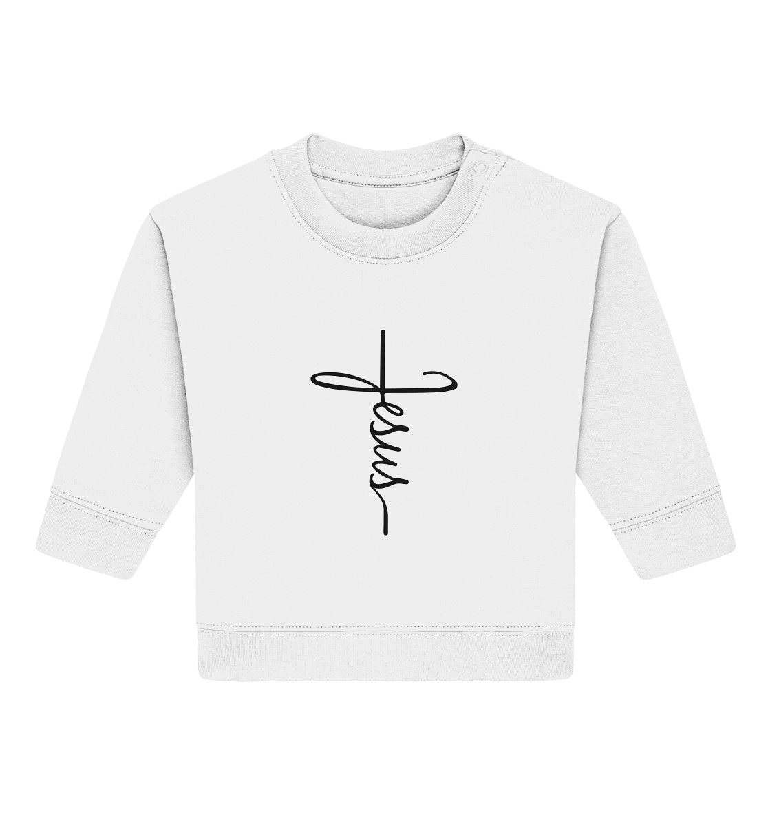 Kreuz mit Jesus Schrift – Ein kraftvolles Glaubensstatement - Baby Organic Sweatshirt