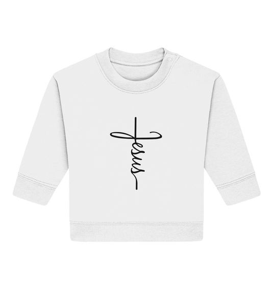 Kreuz mit Jesus Schrift – Ein kraftvolles Glaubensstatement - Baby Organic Sweatshirt