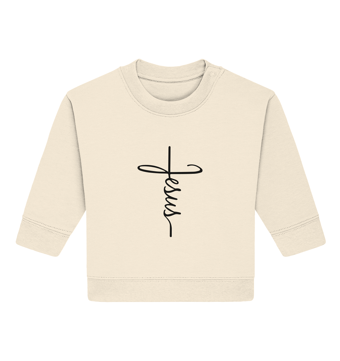 Kreuz mit Jesus Schrift – Ein kraftvolles Glaubensstatement - Baby Organic Sweatshirt