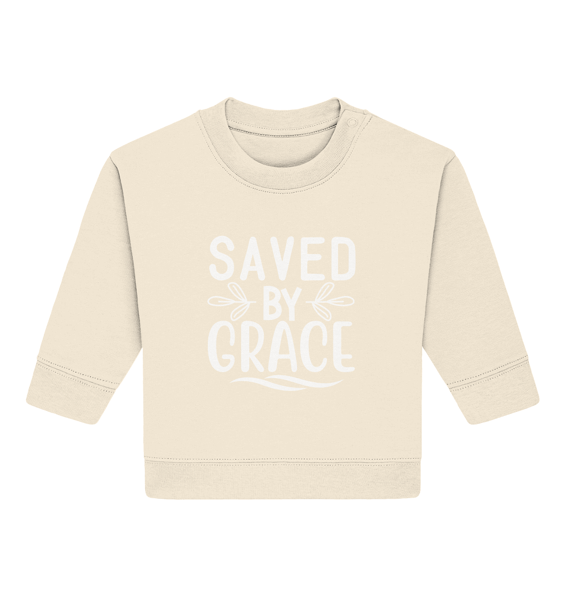 Saved by Grace White – Ein kraftvolles Glaubensstatement - Baby Organic Sweatshirt