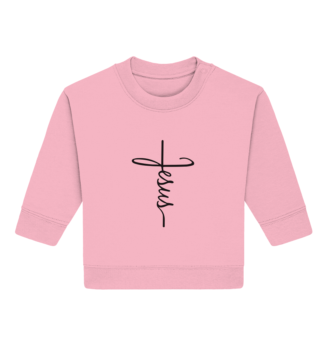 Kreuz mit Jesus Schrift – Ein kraftvolles Glaubensstatement - Baby Organic Sweatshirt