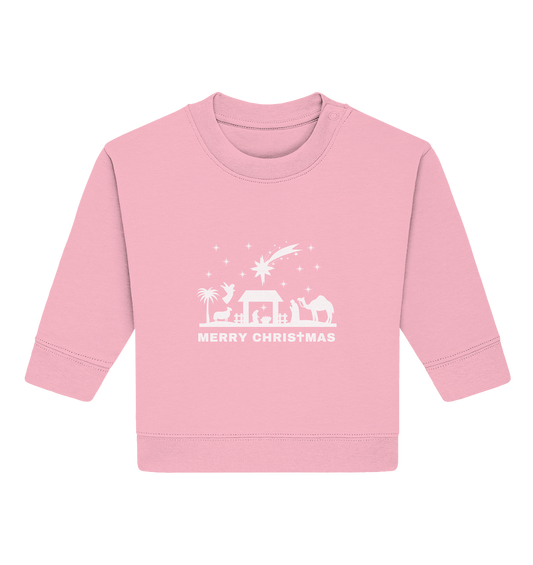 Merry Christmas - Frohe Weihnachten (Krippe Edition) - Baby Organic Sweatshirt