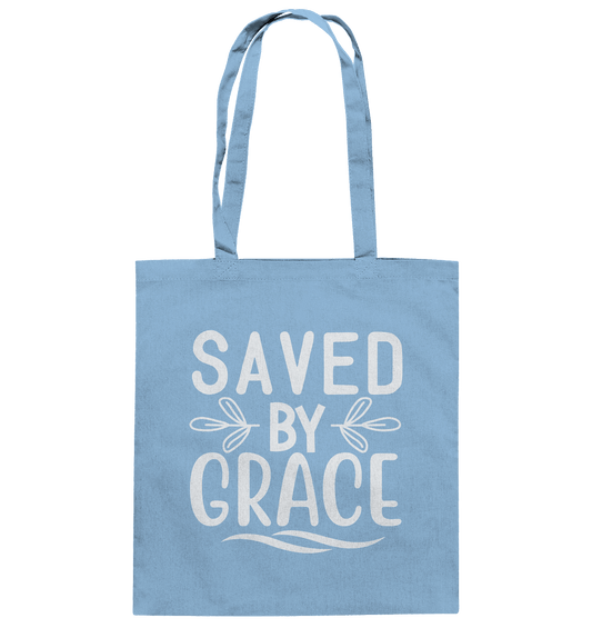 Saved by Grace White – Ein kraftvolles Glaubensstatement - Baumwolltasche