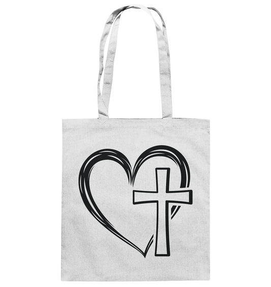 Heart &amp; Cross Design - Cotton Bag