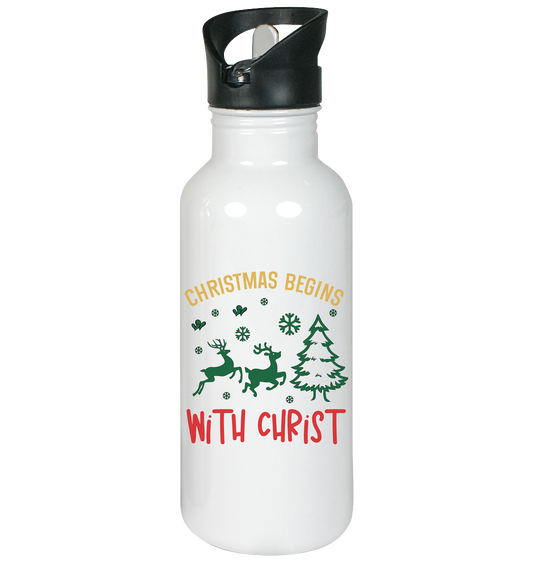 Christmas Begins with CHRIST - Edelstahl-Trinkflasche