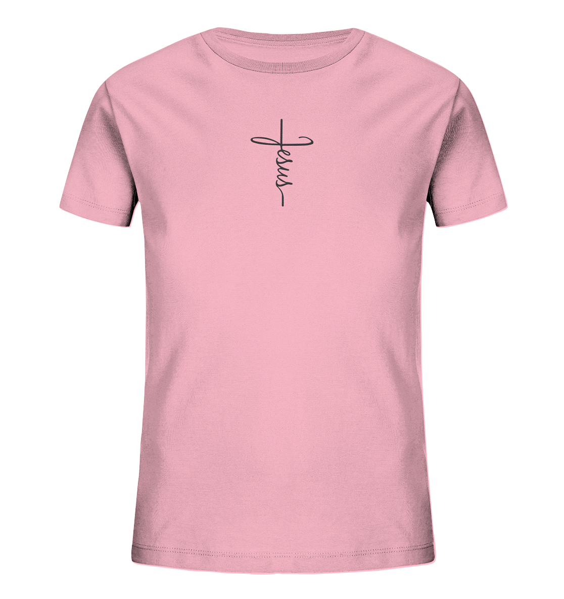 Kreuz mit Jesus Schrift - Kids Organic Shirt (Stick)