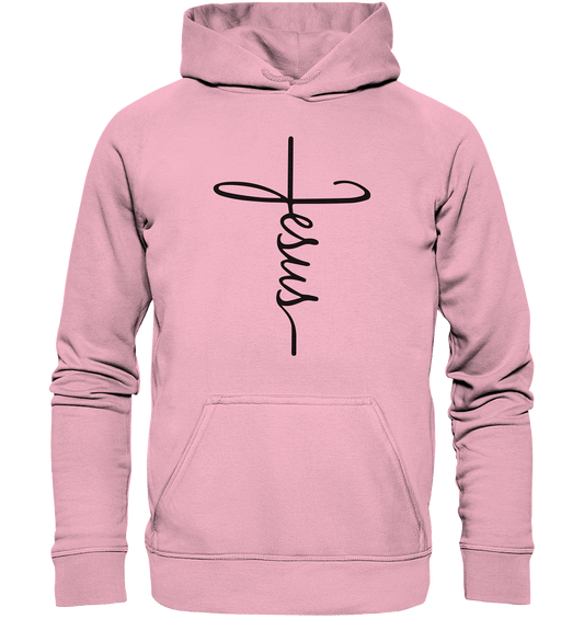 Kreuz mit Jesus Schrift – Ein kraftvolles Glaubensstatement - Kids Premium Hoodie