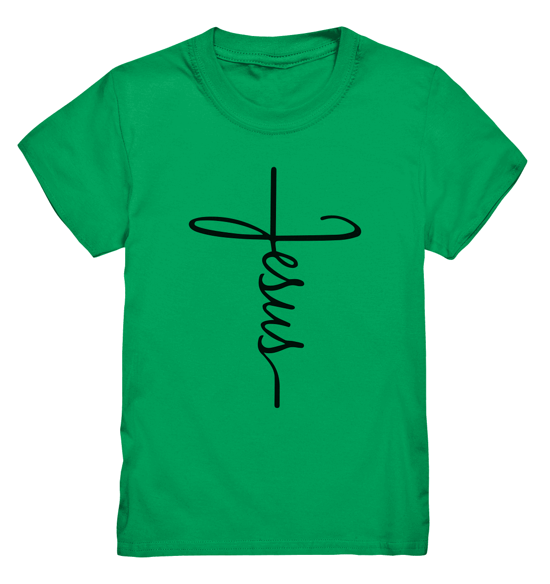 Kreuz mit Jesus Schrift – Ein kraftvolles Glaubensstatement - Kids Premium Shirt