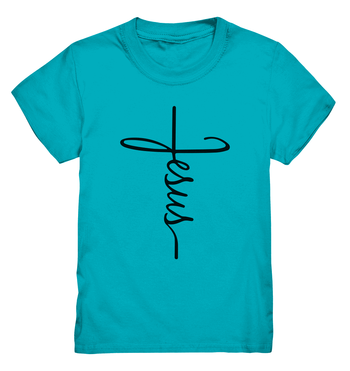 Kreuz mit Jesus Schrift – Ein kraftvolles Glaubensstatement - Kids Premium Shirt