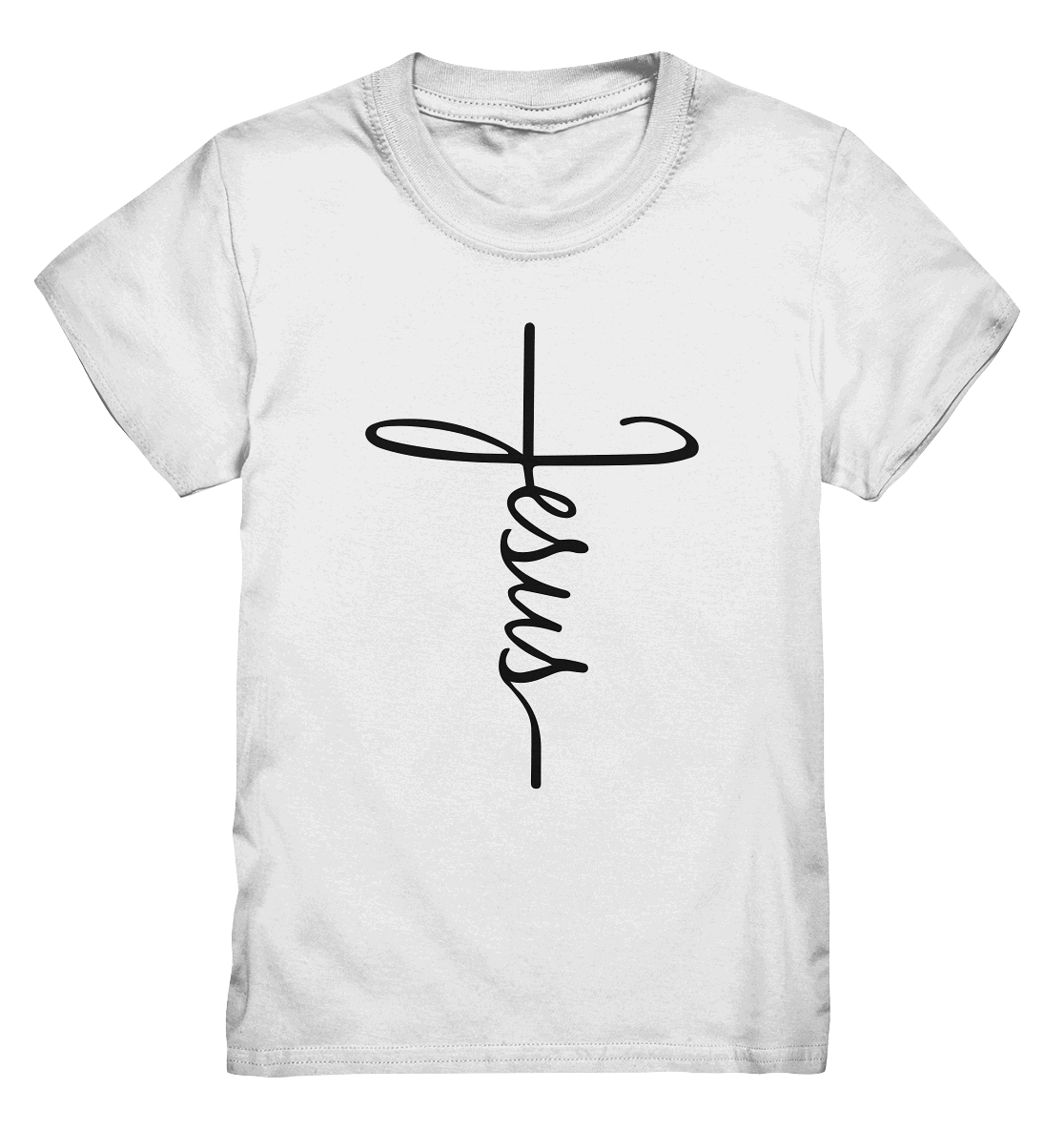 Kreuz mit Jesus Schrift – Ein kraftvolles Glaubensstatement - Kids Premium Shirt