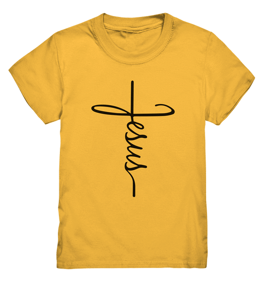 Kreuz mit Jesus Schrift – Ein kraftvolles Glaubensstatement - Kids Premium Shirt