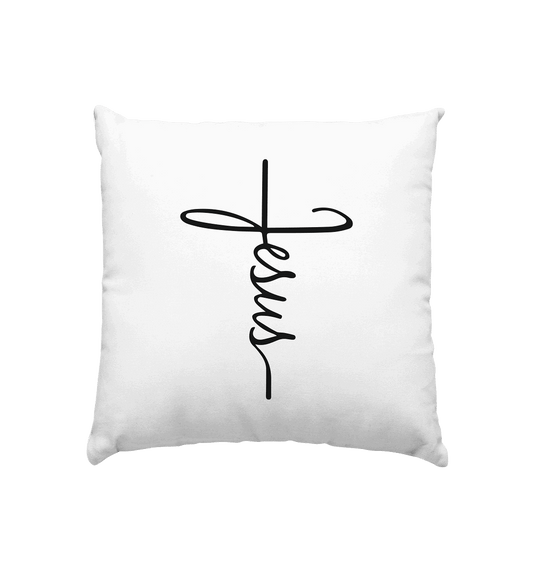 Kreuz mit Jesus Schrift – Ein kraftvolles Glaubensstatement - Kissen 40x40cm