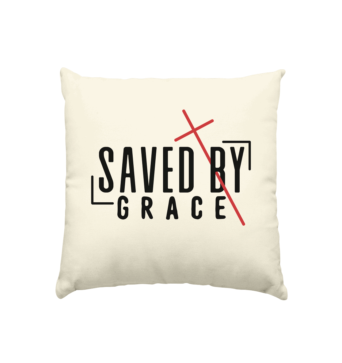 Saved by Grace – Ein kraftvolles Statement des Glaubens - Kissen natur 40x40cm