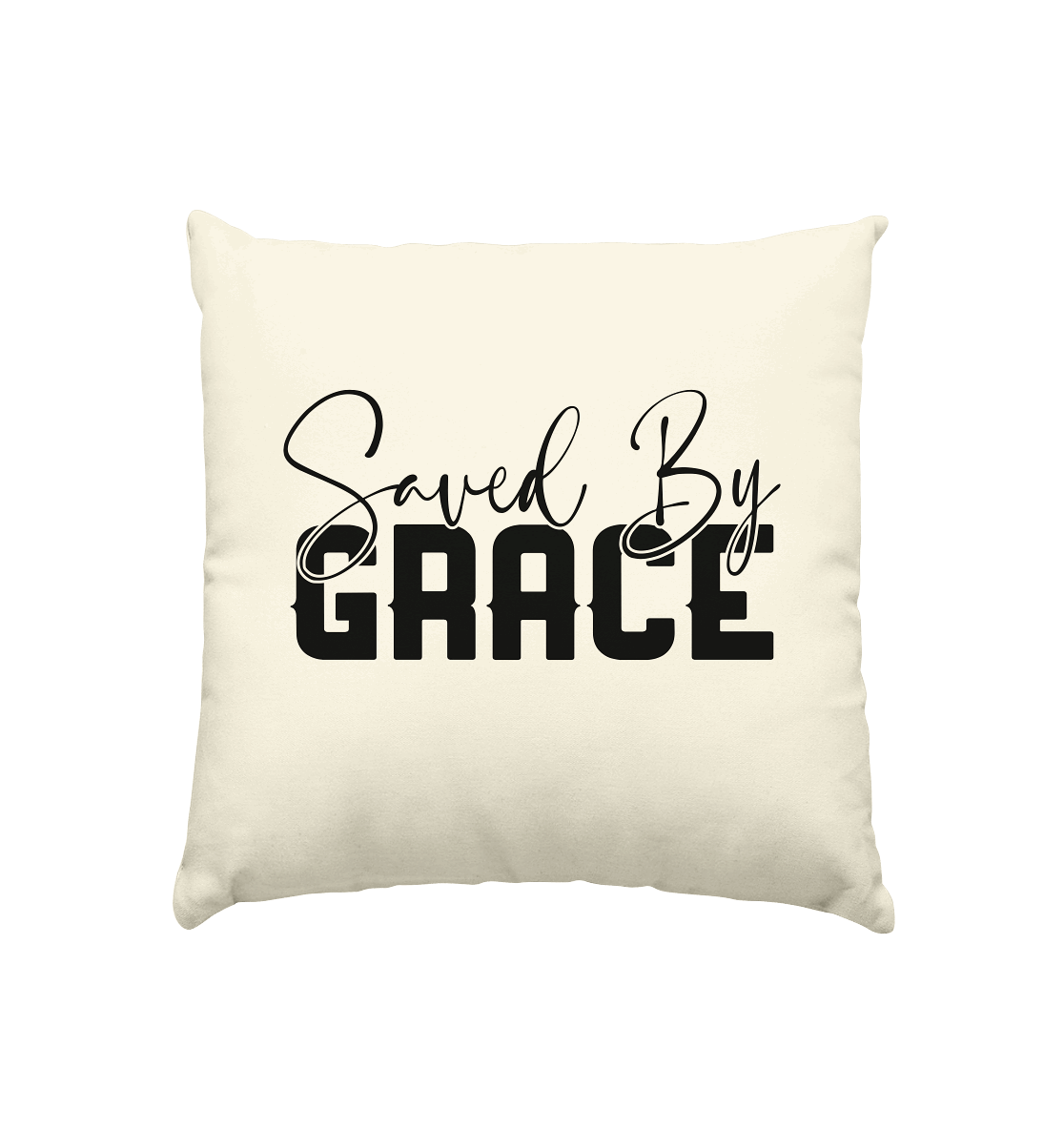 Saved by Grace – Ein kraftvolles Glaubensstatement - Kissen natur 40x40cm