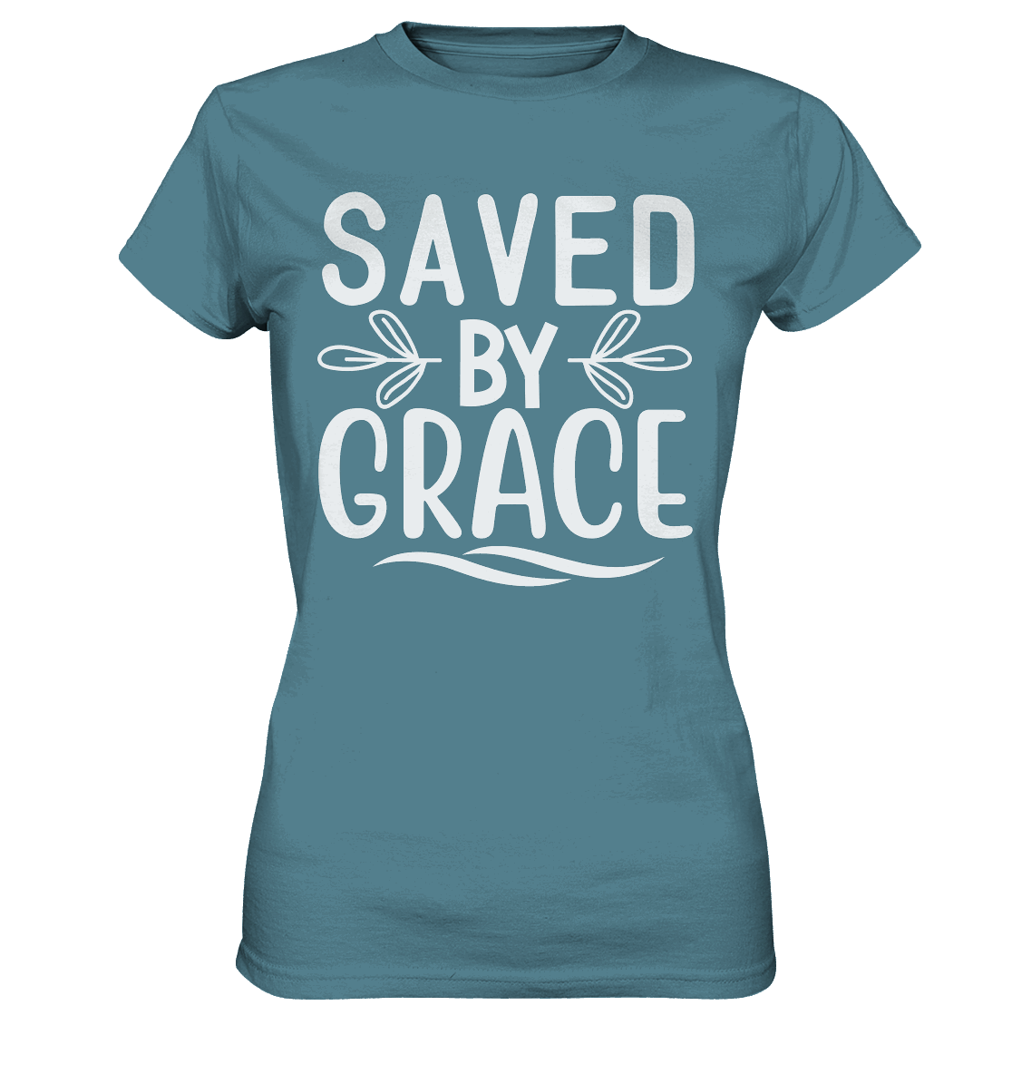 Saved by Grace White – Ein kraftvolles Glaubensstatement - Ladies Premium Shirt