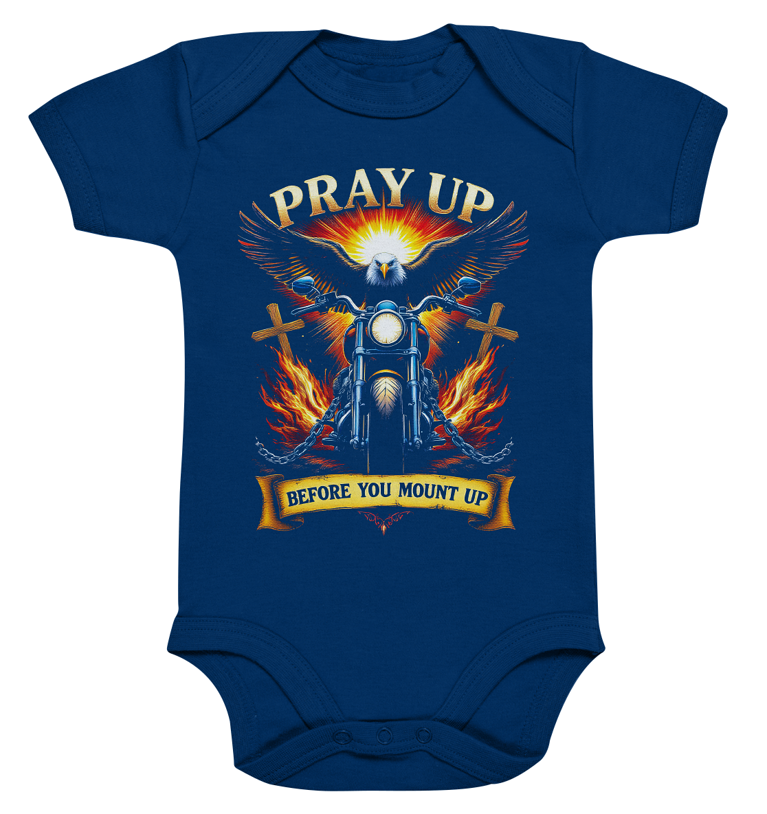 Pray Up Before You Mount Up - Organic Baby Bodysuit