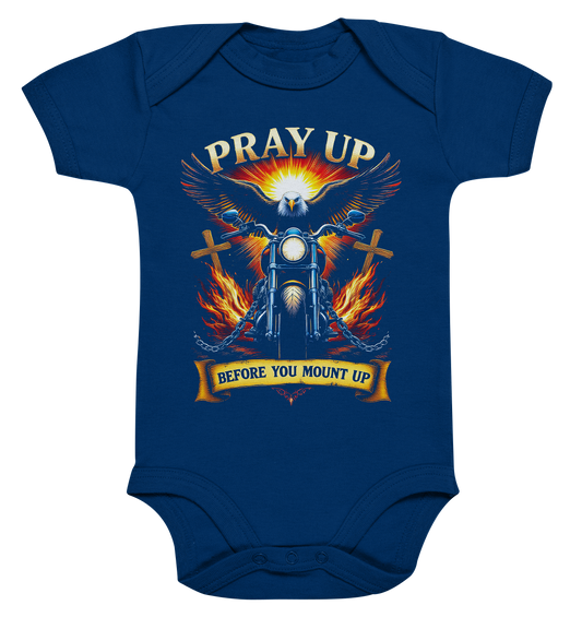 Pray Up, Before You Mount Up - Organic Baby Bodysuit