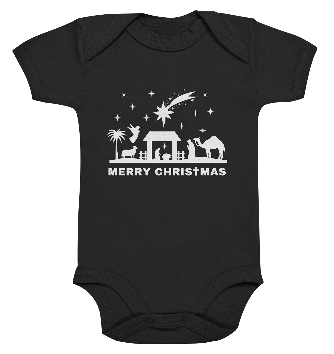 Merry Christmas - Frohe Weihnachten (Nativity Edition) - Organic Baby Bodysuit