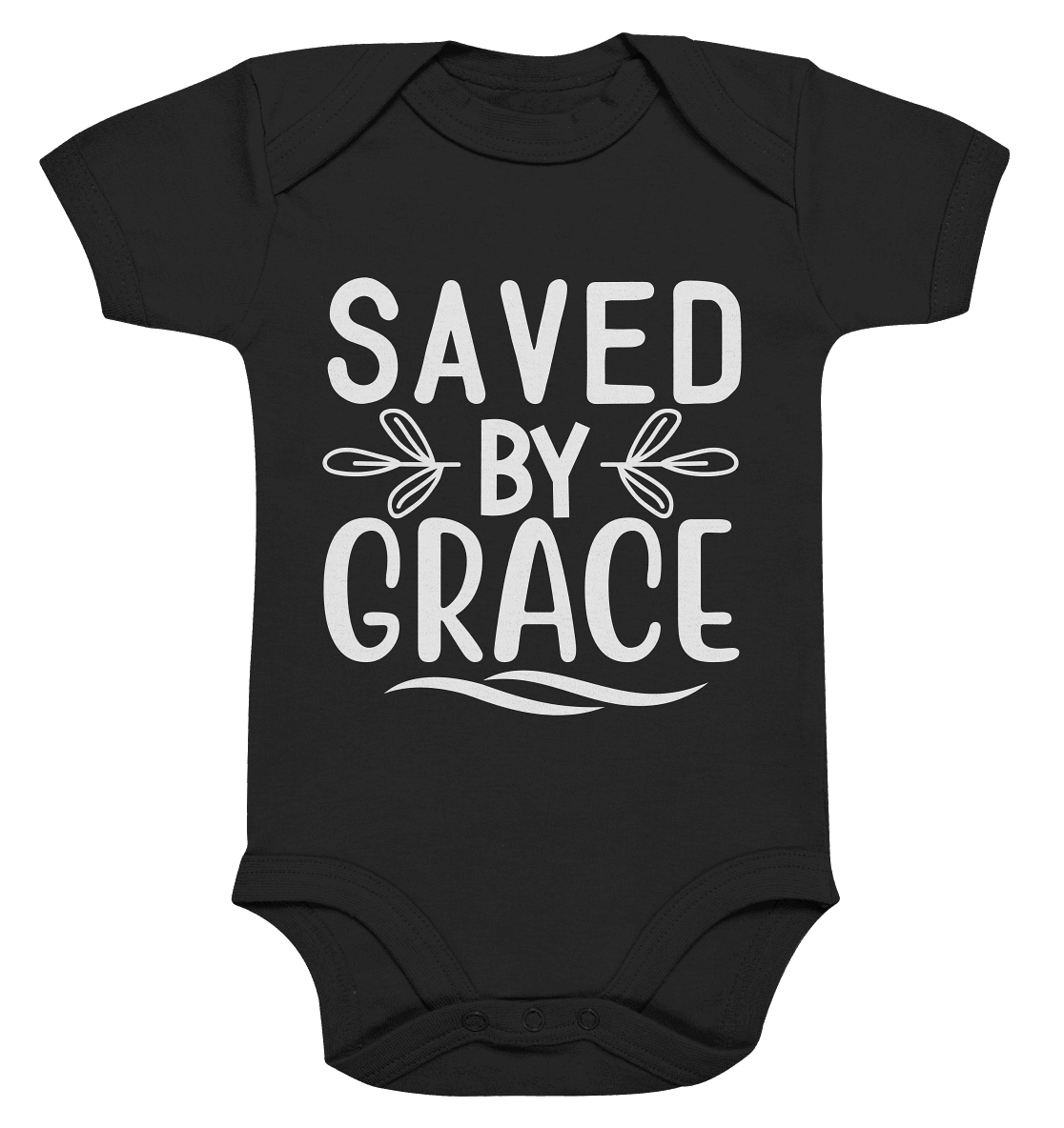 Saved by Grace White – Ein kraftvolles Glaubensstatement - Organic Baby Bodysuit