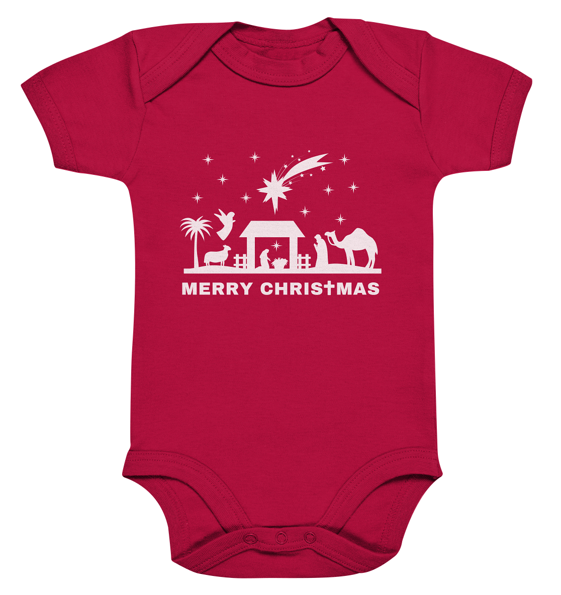 Merry Christmas - Frohe Weihnachten (Nativity Edition) - Organic Baby Bodysuit