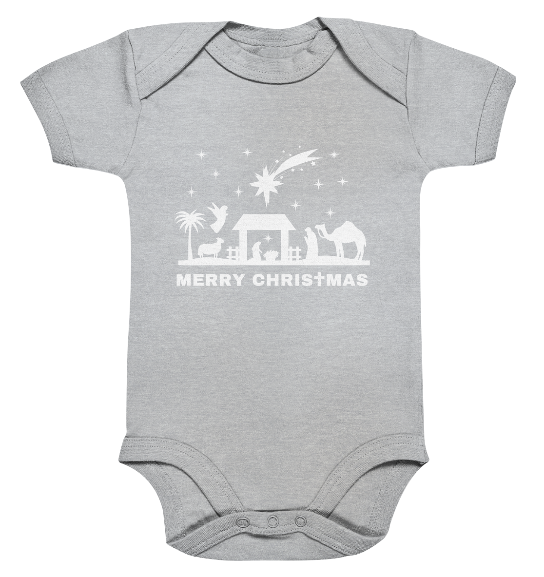 Merry Christmas - Frohe Weihnachten (Nativity Edition) - Organic Baby Bodysuit