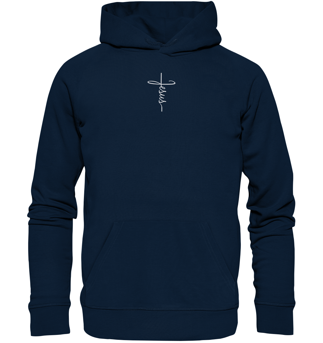 Jesus in Kreuzform - Stick (Weiß) - Organic Hoodie (Stick)