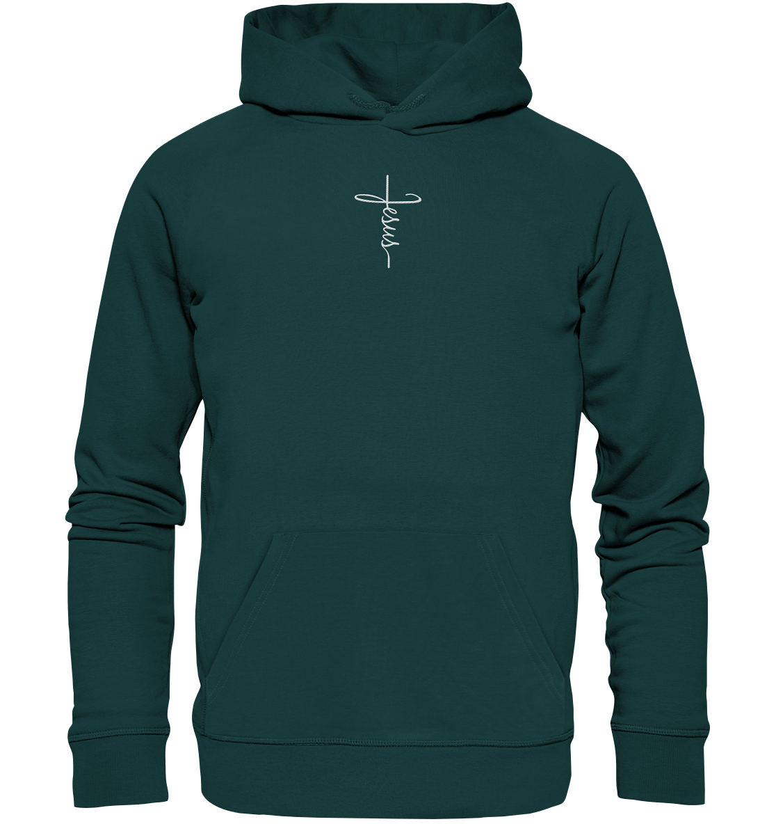 Jesus in Kreuzform - Stick (Weiß) - Organic Hoodie (Stick)