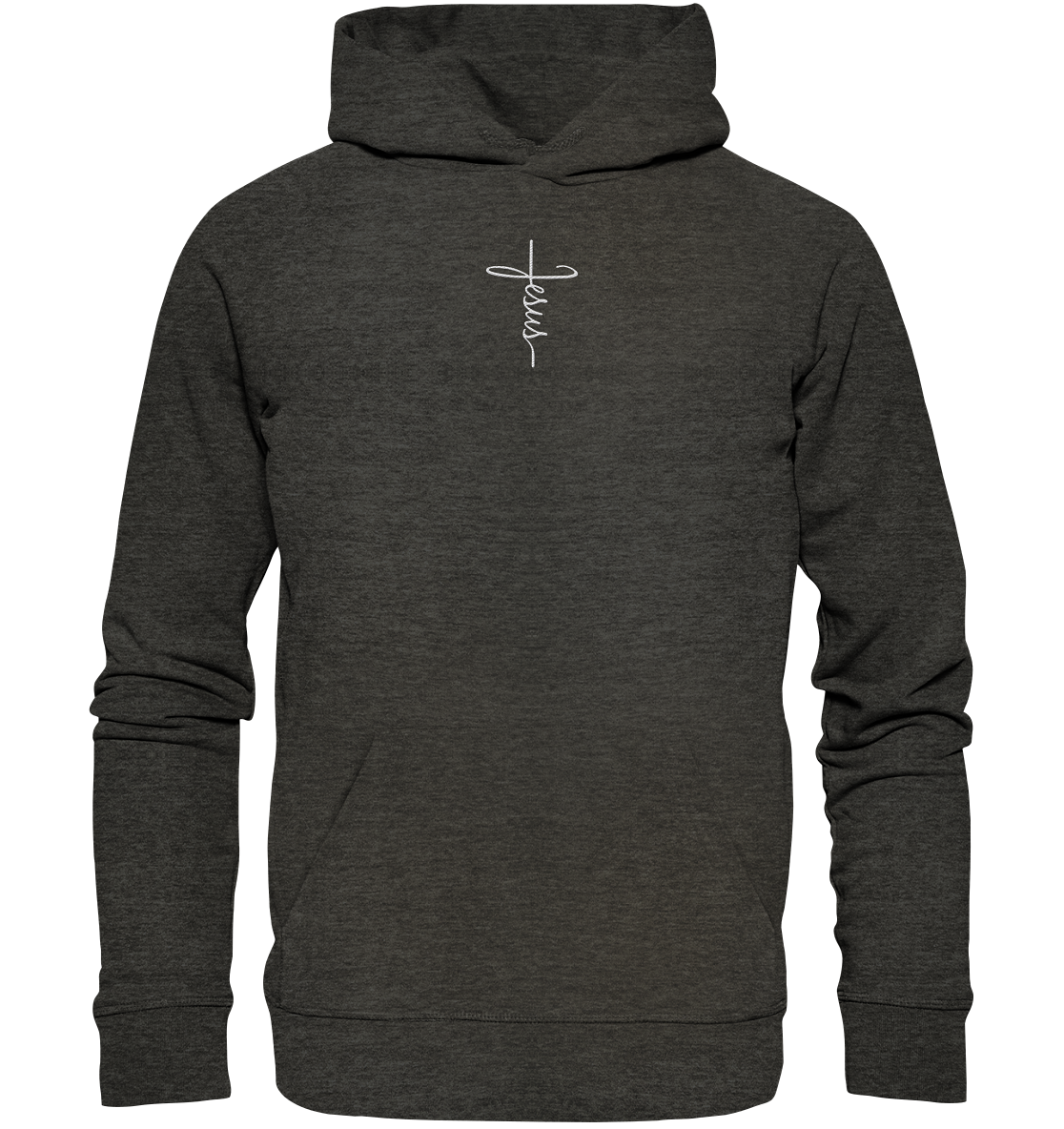 Jesus in Kreuzform - Stick (Weiß) - Organic Hoodie (Stick)