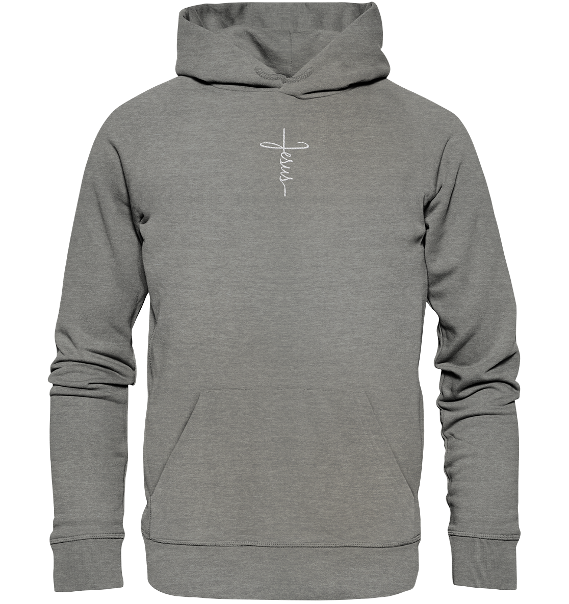 Jesus in Kreuzform - Stick (Weiß) - Organic Hoodie (Stick)