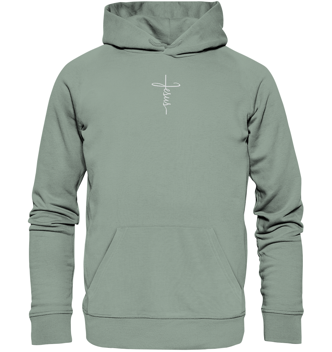 Jesus in Kreuzform - Stick (Weiß) - Organic Hoodie (Stick)