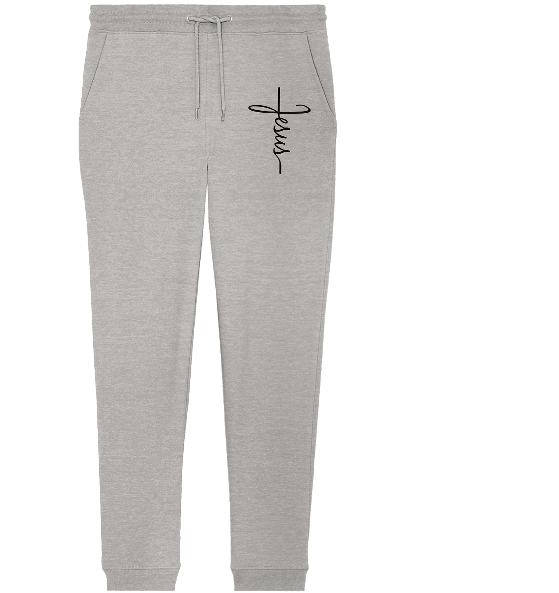 Kreuz mit Jesus Schrift – Ein kraftvolles Glaubensstatement - Organic Jogger Pants