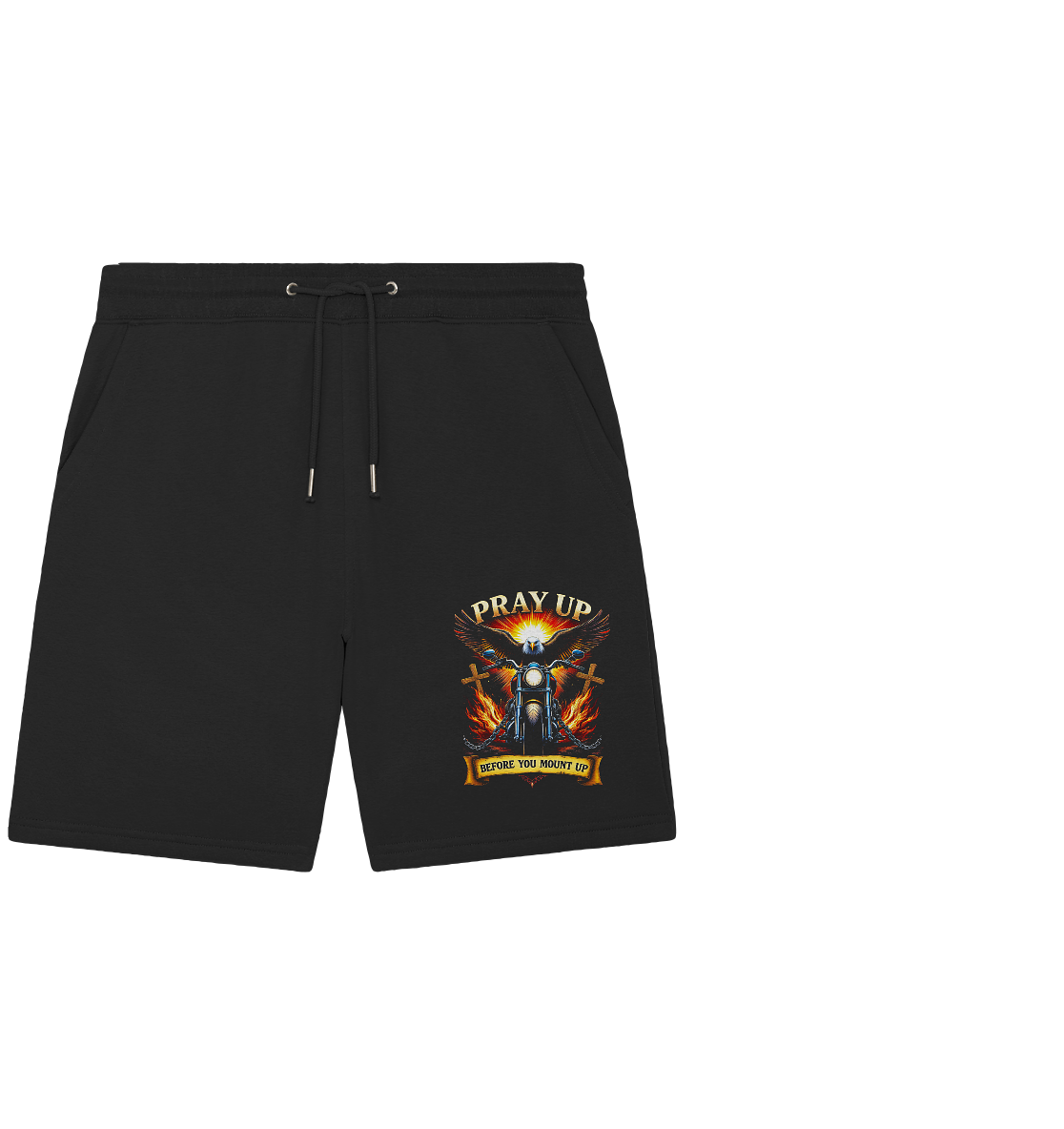 Pray Up Before You Mount Up - Organic Jogger Shorts