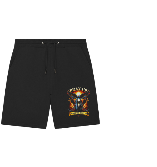 Pray Up Before You Mount Up - Organic Jogger Shorts