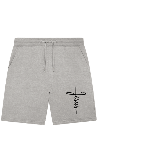 Kreuz mit Jesus Schrift – Ein kraftvolles Glaubensstatement - Organic Jogger Shorts