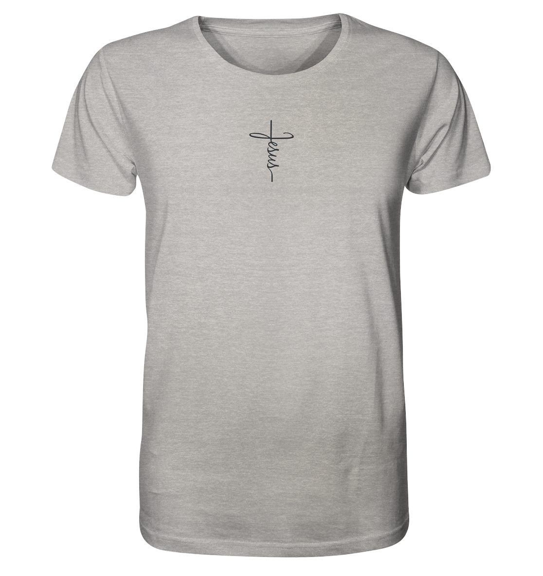 Cross with Jesus Writing - Organic Shirt (Embroidery)