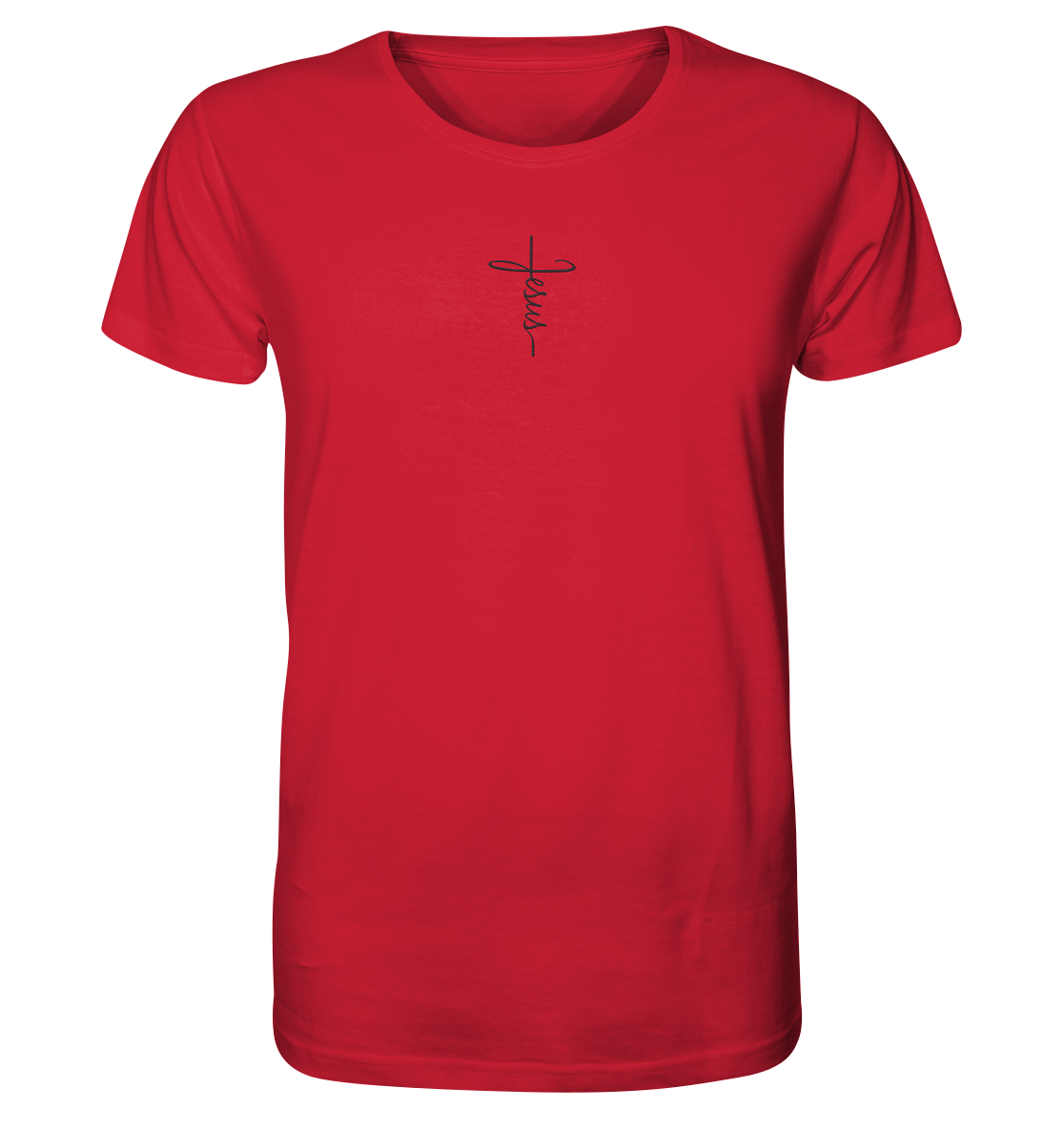 Cross with Jesus Writing - Organic Shirt (Embroidery)