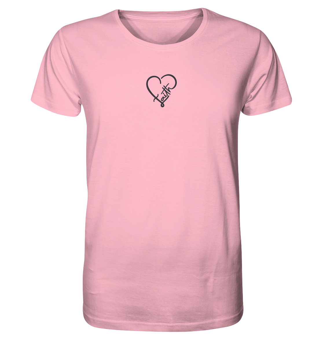 Embroidered Faith Motif in Heart Shape - Organic Shirt (Embroidery)