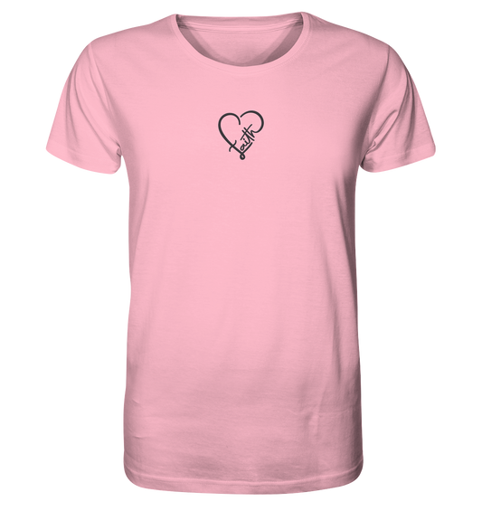 Embroidered Faith Motif in Heart Shape - Organic Shirt (Embroidery)