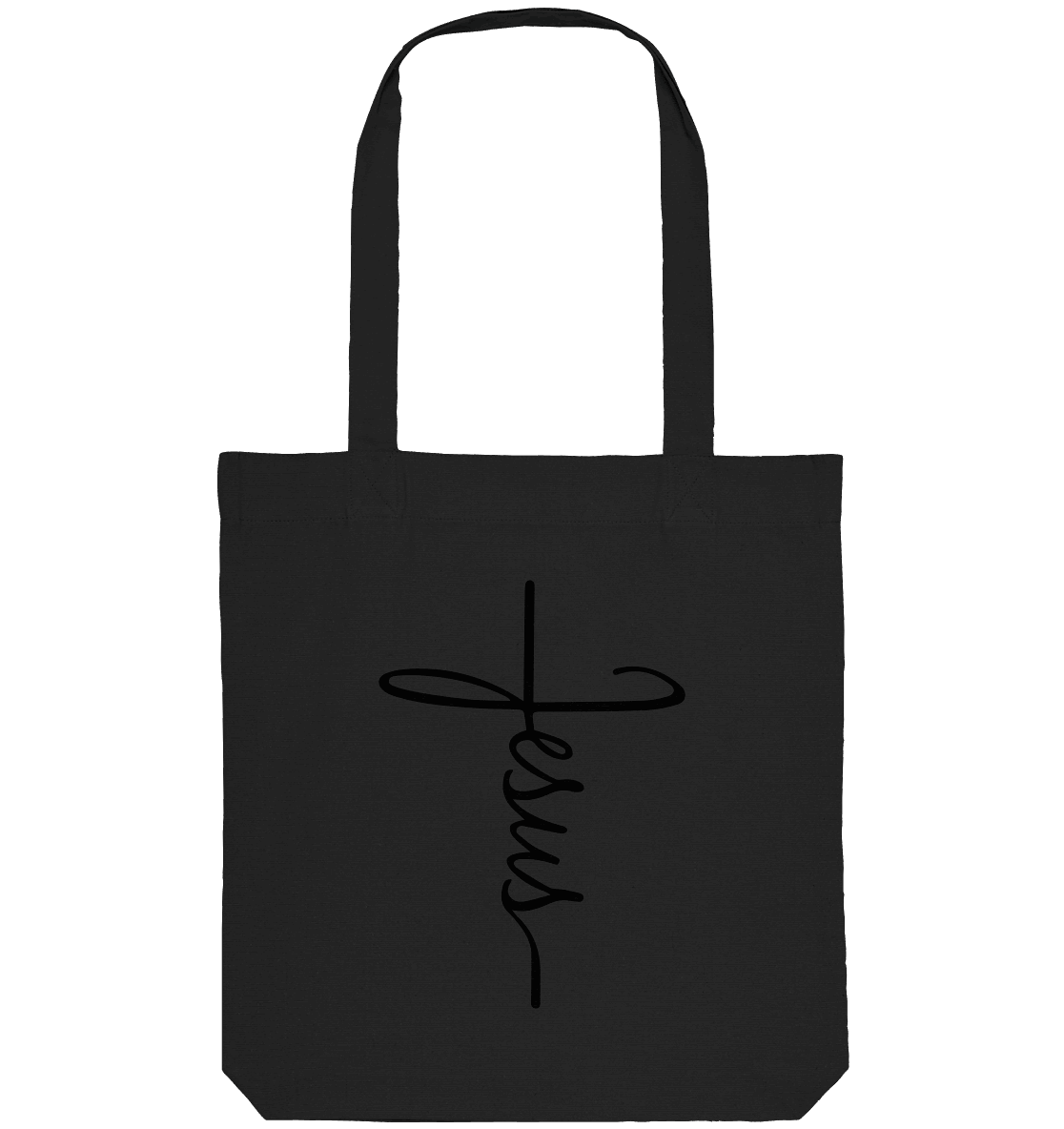 Kreuz mit Jesus Schrift – Ein kraftvolles Glaubensstatement - Organic Tote-Bag