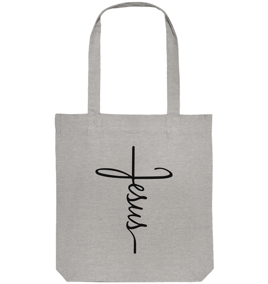 Kreuz mit Jesus Schrift – Ein kraftvolles Glaubensstatement - Organic Tote-Bag