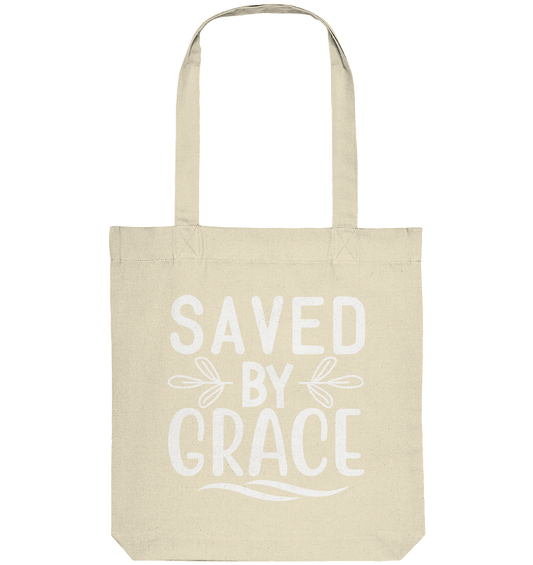 Saved by Grace White – Ein kraftvolles Glaubensstatement - Organic Tote-Bag