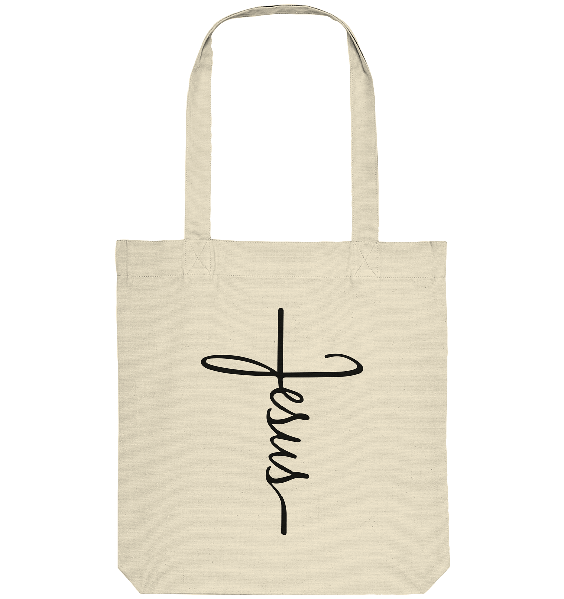 Kreuz mit Jesus Schrift – Ein kraftvolles Glaubensstatement - Organic Tote-Bag