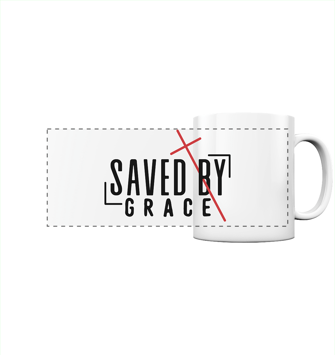 Saved by Grace – A powerful statement of faith - Panorama Mug