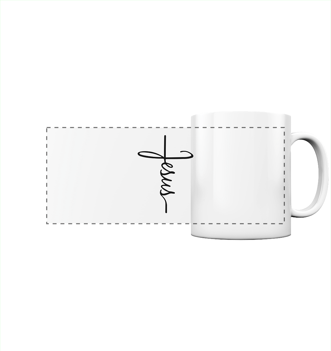 Cross with Jesus Scripture - A powerful statement of faith - Panorama Mug