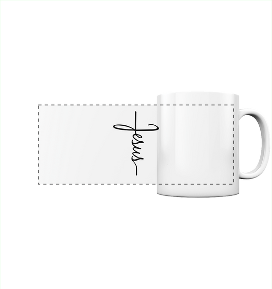 Cross with Jesus Scripture - A powerful statement of faith - Panorama Mug